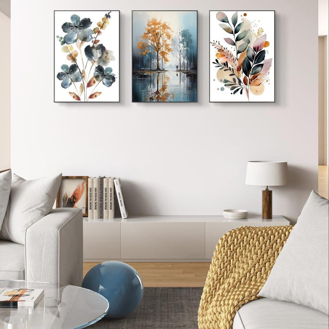 Multicolor abstract art wall frames-set of 3