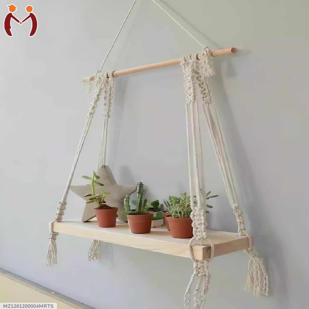 Homemade macrame wall hanging shelf