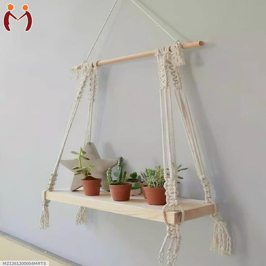 Homemade macrame wall hanging shelf