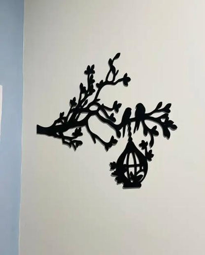 3D tree with bird on nest wooden wall art