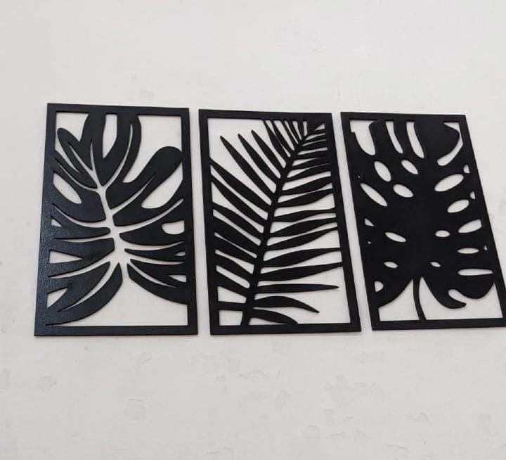 3 pcs leaves wooden wall art