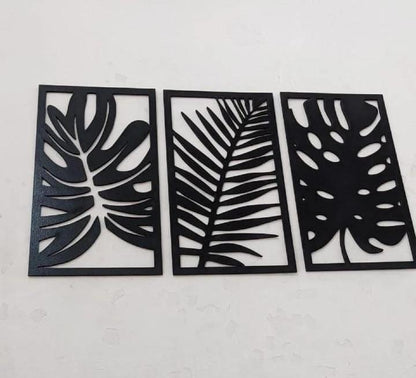 3 pcs leaves wooden wall art