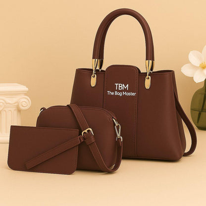 3 pcs Girl's Rexine plain handbag