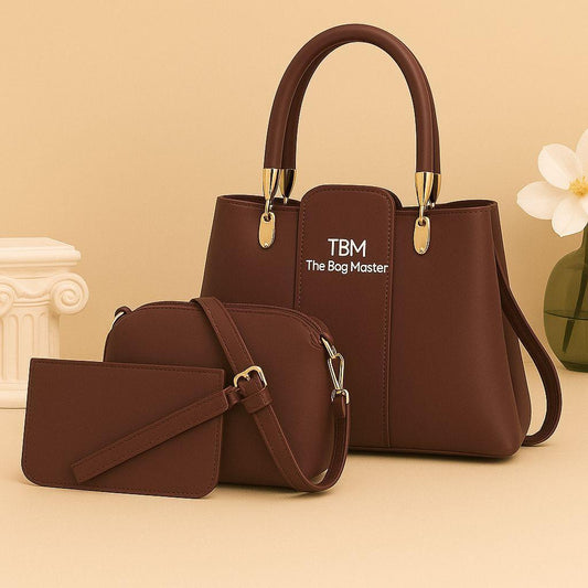 3 pcs Girl's Rexine plain handbag