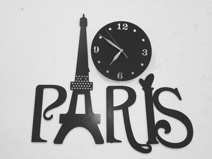 3D wooden Paris Wall clock